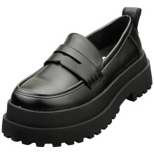 (6.5) Buffalo Pluto Vegan Womens Loafer Shoes in Black