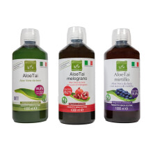 Benessence - Aloe Mix: 1 Succo e Polpa da Bere di Puro Aloe + 1 Aloe e Mirtillo + 1 Aloe e Melograno - 3 Bottiglie da 1 L