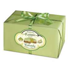 FLAMIGNI Colomba Pasquale Farcita con Crema Pasticcera al Pistacchio da 950 g, Artigianale, Soffice e Delicato, Ricoperta di Cioccolato Bianco e Grane