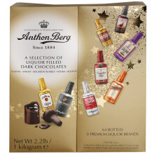 Anthon Berg Confezione regalo assortimento di cioccolatini fondenti ripieni di liquore (confezione da 64)