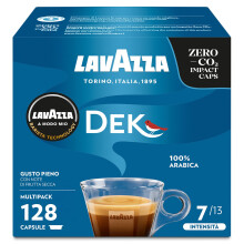 Lavazza A Modo Mio Dek Cremoso, 128 Capsule Caff?, per un Espresso Decaffeinato con Note di Mandorle e Canditi, 100% Arabica, Intensit? 7/13, Tostatur