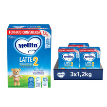 MELLIN 2 - Latte di Proseguimento in Polvere per Neonati dal 6? Mese Compiuto al 12? - Confezione da 3600 grammi (3 x 1200g)