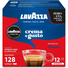 Lavazza A Modo Mio Crema e Gusto Classico, 128 Capsule Caff?, per un Espresso con Note di Cioccolato e Frutta Secca, Arabica e Robusta, Intensit? 12/1
