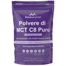 Polvere di MCT C8 Puro | 4X Aumento dei Chetoni Rispetto ad Altri MCT | Zero Carboidrati | Supporta la Dieta Keto e il Digiuno | Zero Ingredienti Arti