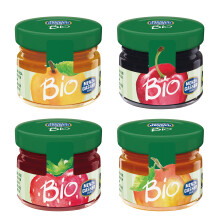 Menz&Gasser Confettura Extra Bio di Gusti Assortiti Monodose Biologica, Albicocca, Ciliegia, Fragola e Pesca, con Frutta, 100% Made in Italy, 96 Vaset