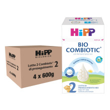 HiPP - Latte 2 Combiotic di Proseguimento Bio, Latte in Polvere per Neonati, Indicato dal 6? Mese Compiuto, 4 Confezioni da 600 g di Latte in Polvere