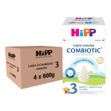 HiPP Latte 3 Combiotic Crescita, In Polvere, Nuova Ricetta, 600 g - Confezione da 4