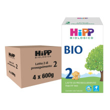 HiPP - Latte 2 di Proseguimento Bio, Latte in Polvere per Neonati, Indicato dal 6? Mese Compiuto, 4 Confezioni da 600 gr, Latte HiPP 2, Neonato
