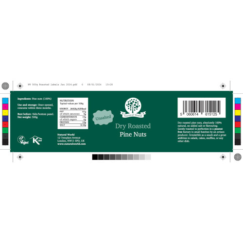 Nutural World - Dry Roasted Whole Pine Nuts - Unsalted (500g) 1