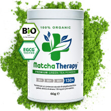 MatchaTherapy 130+ | T? Matcha 100% Biologico | 60g | Almeno 130 mg/g di contenuto di catechina EGCG testato | Migliora sistema immunitario & livello