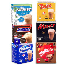 Bevande al cioccolato compatibili con Dolce gusto, 48 capsule di cioccolata calda Mars, Twix, Milkyway, Snickers, Bounty e Malteser