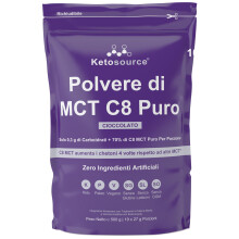 Polvere di MCT C8 Puro al Cioccolato | 4X Aumento dei Chetoni Rispetto ad Altri MCT | Zero Carboidrati | Supporta la Dieta Keto e il Digiuno | Zero In