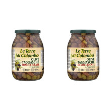 Le Terre di Colombo - Olive Taggiasca Denocciolate - in Salamoia - 900 g (Confezione da 2)