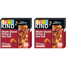 BE-KIND Barretta al Gusto di Noci Pecan Glassate allo Sciroppo d'Acero e Sale Marino, Snack Senza Glutine, 1 Confezione x 12 Barrette da 40 g (Confezi