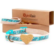 Pettsie Collar de Gato de Seguridad con coraz?n y Pulsera de Amistad para ti, algod?n Suave, Fuerte y Duradero para Mayor Comodidad, f?cil de Ajustar,