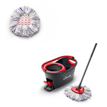 Vileda Turbo 3 in 1 - Juego de fregona con Palo telesc?pico, Cubo escurridor Giratorio y Recambio de microfibras, Incluye 1 Recambio Adicional, Color