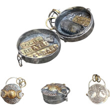 Triple Moon Silver Locket With Tree Life,Handmade Spell Locket,With A Crystal Energy Amulet, Can Be Used To Store Powerful Words, Vows, Sacred Silver
