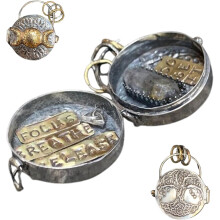 Triple Moon Silver Locket With Tree Life, Handmade Spell Locket With Crystal Energy Amulet, Personal Magic Space with a Clear Quartz Crystal, Sacred