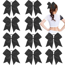 CN Flickor Stora Cheer Bow med Hårsnodd för Cheerleading Tjej Pack om 10 Svart