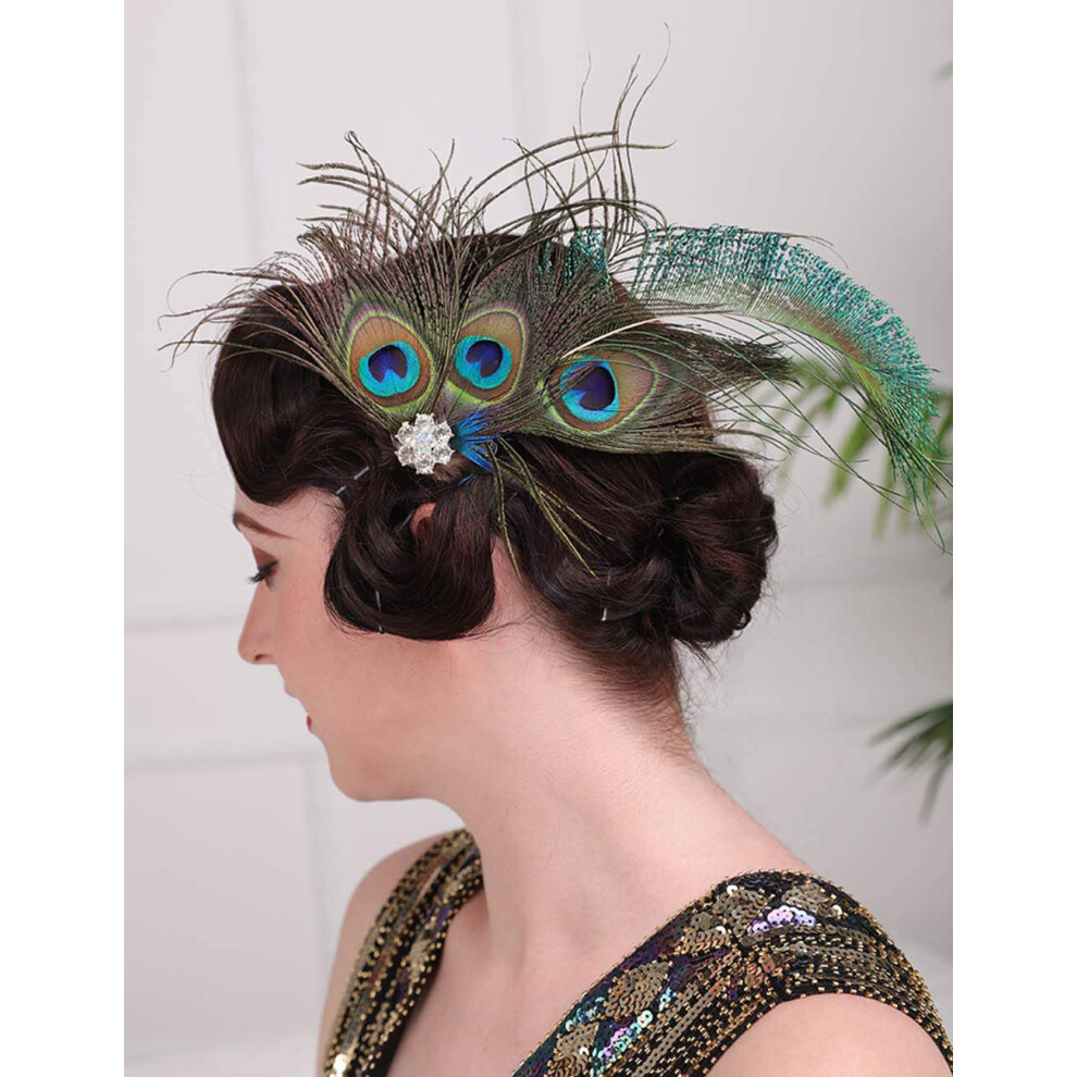 Aimimier Degli Anni '20 Flapper Peacock Feather Hair Caspice Prom Party Festival Ruggenti Accessori Per Anni '20 Per Donne E Ragazze