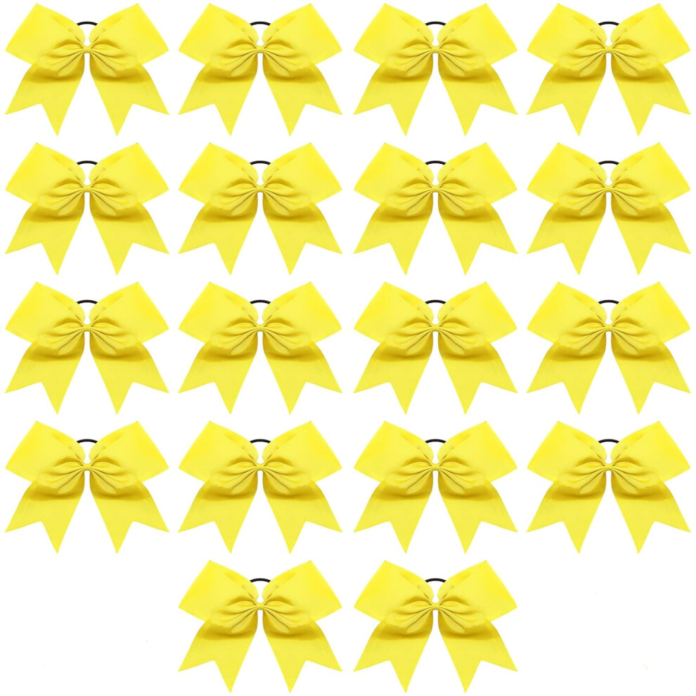 Cheer Bows Caenagrion 18 Pcs 8 """" ""Grands Grands Cheveux Jaunes Bows Bows Noter Band Lastique Elastique For Handleaders Sports Des Pom-Pom Girls-image