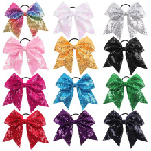 Oaoleer 12PCS 7"""" Grote Glitter Cheer Haarelastiekjes Paardenstaarthouder Elastische Band Handgemaakt voor Cheerleading Tienermeisjes College Sports