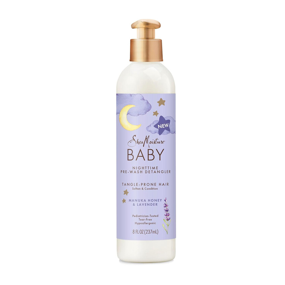 SheaMoisture Baby PreWash Hair Detangler Manuka Honey  Lavender for Delicate Hair and Skin Nighttime Skin and Hair Care Regimen 8 oz