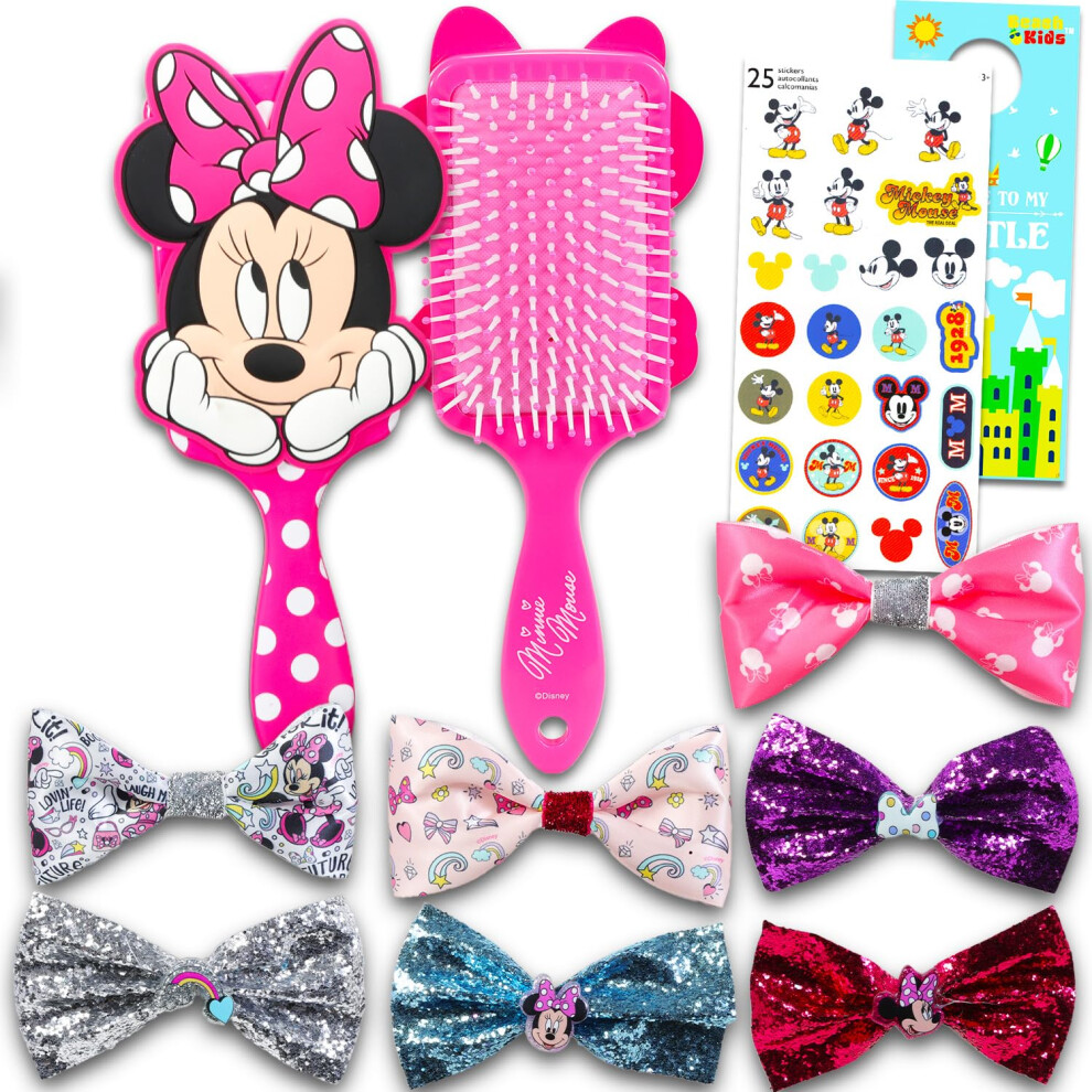 Disney Minnie Mouse Hair Accessories Set for Kids  Bundle with Minnie Hair Brush Minnie Mouse Hair Bows More  Minnie Hair Accessories for Girls