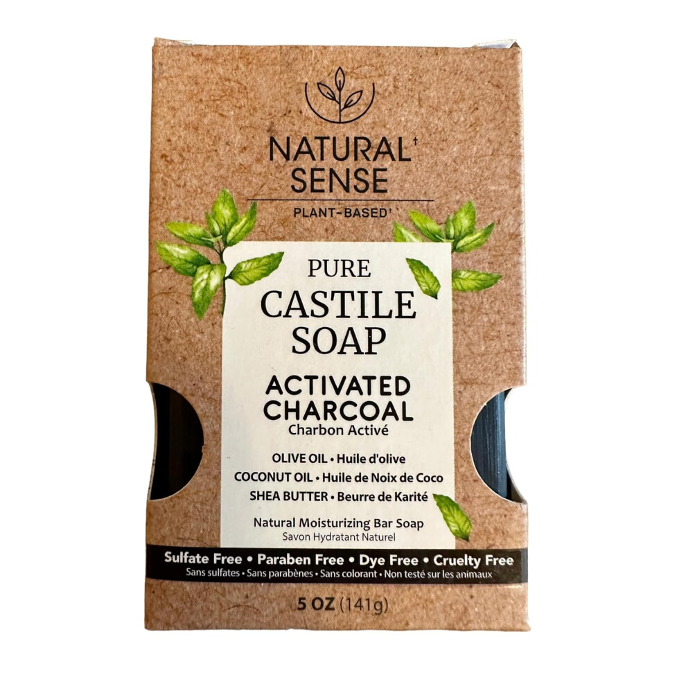 Natural Sense PlantBased Pure Castile Soap Activated Charcoal SulfateFree ParabenFree DyeFree wOlive  Coconut Oil and Shea Butter 5 oz