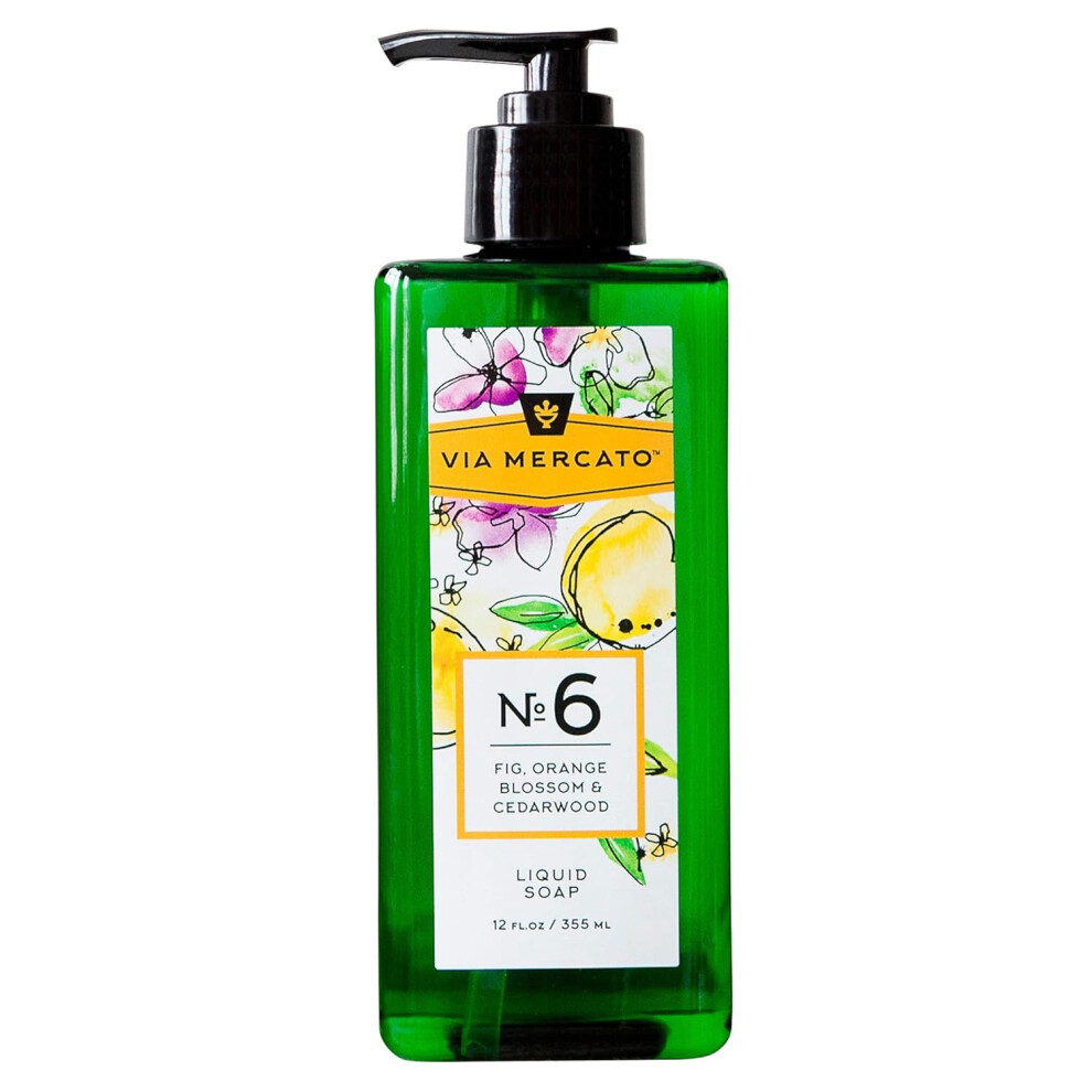 Via Mercato Liquid Soap Shea Butter Enriched 12 Oz No 6 Fig Orange Blossom Cedarwood