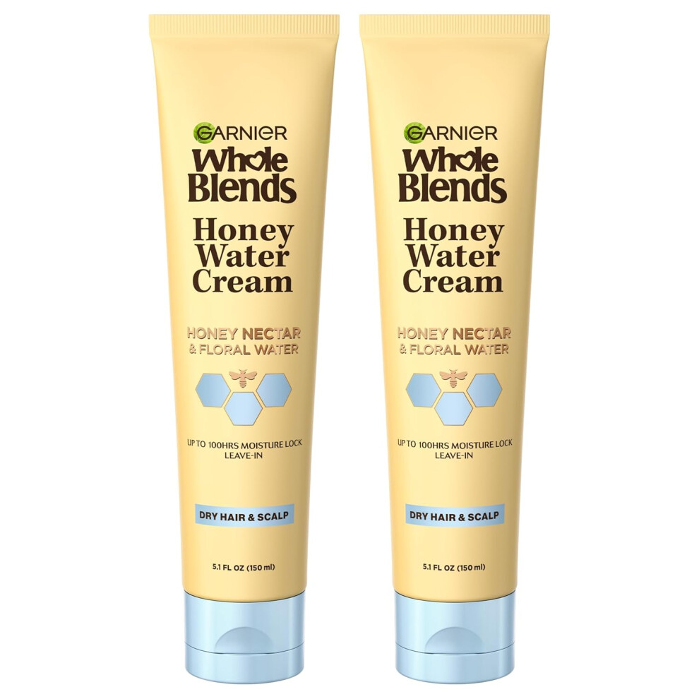 Garnier Whole Blends Honey Water Cream 100 Hours Moisture Lock Dry Hair Scalp Honey Nectar and Floral Water Pack of 2