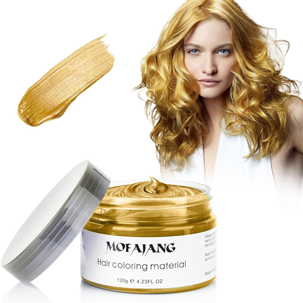 Sovoncare Cream Natural Hair Coloring Wax Gold Temporary Hairstyle Washable Hair Colored Wax For Men Women Party Cosplay Date 423 Oz Gold