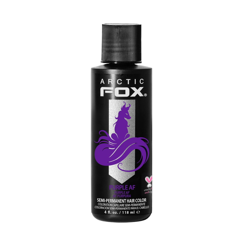 Photos - Hair Dye ARCTIC FOX Vegan and Cruelty-Free Semi-Permanent Hair Color Dye (4 Fl Oz PURPLE AF)
