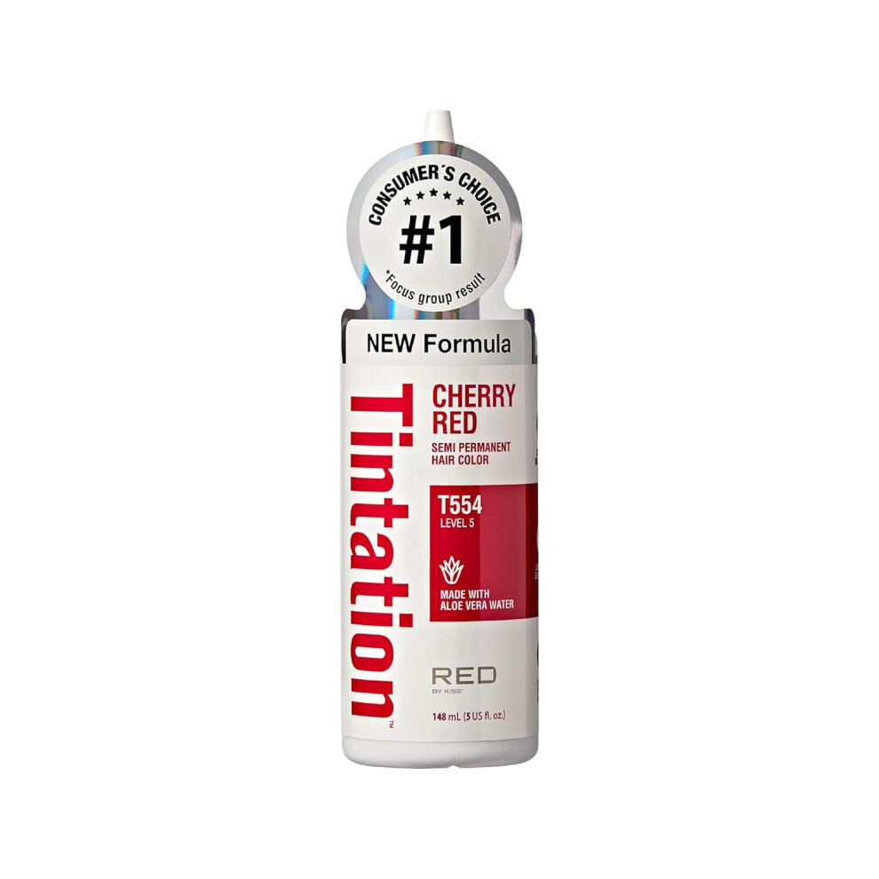 Red By Kiss Green,Red Tintation Semipermanent Hair Color Aloe Vera Water Based Argan Oil Olive Oil Collagen Keratin Longlasting Color Dye Cherry Red 5 Fl Oz