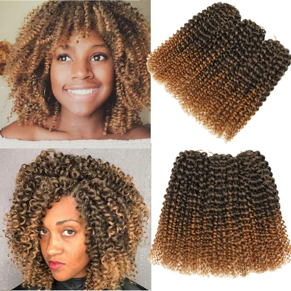Sharopul Unisex Kinky Curl Ombre Color 3Little Pcspack 8Inch 60Roots 110Gram Afro Kinky Twist Hair Crochet Braids Synthetic Crochet Hair Extention1b27