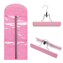 Hairro Portatile per Estensioni Capelli Custodia Antipolvere con Appendino in Legno, 26 Pollici Rosa Crema