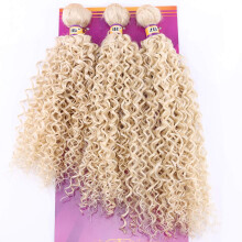 Blond #613 Afro Kinky Lockar Hårförlängningar Högtemperatursyntetiskt Hår 16 18 20 Tum 3 Paket