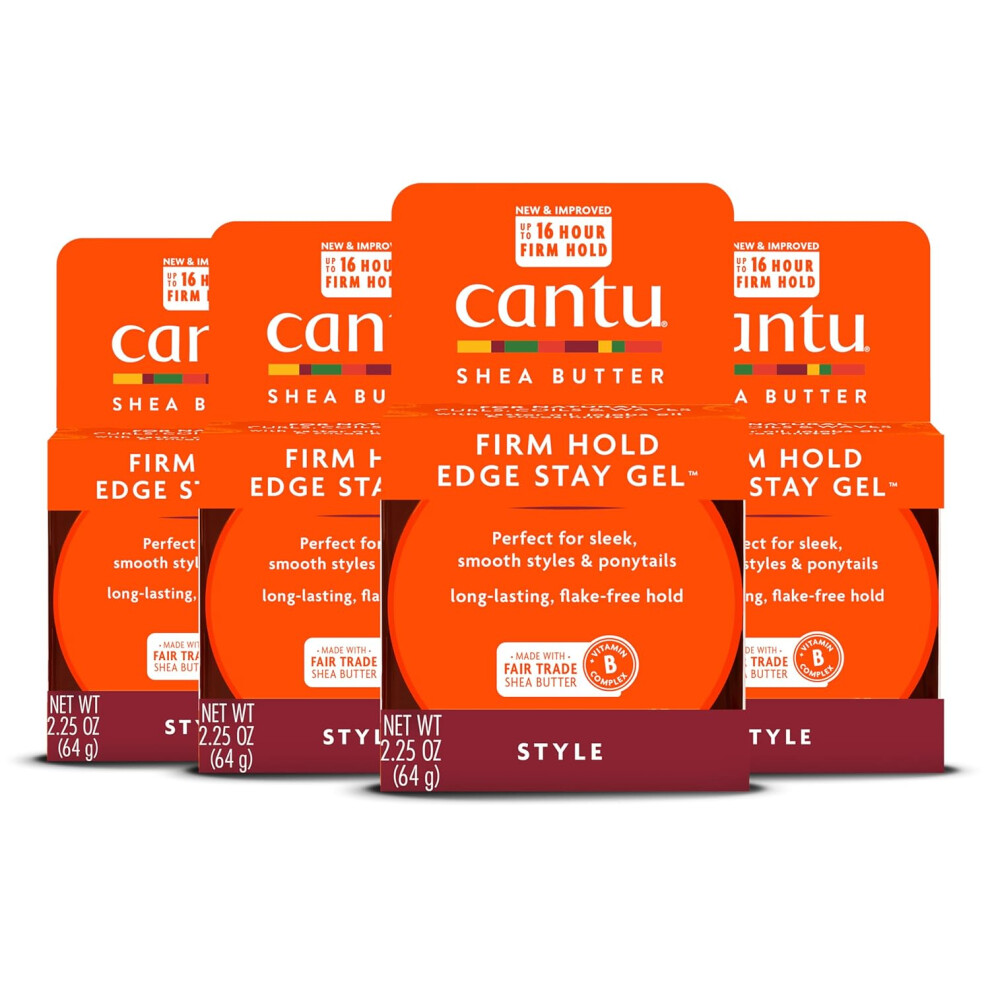 Cantu Extra Hold Edge Stay Gel F R Nat Rliches Haar Mit Sheabutter, 2,25 Oz (4Er-Pack) (Verpackung Kann Variieren)-image