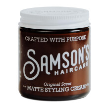 SAMSON'S HAIRCARE Matte Styling Cream, Beste Matte Afwerking, Voedt en Houdt Haar, Voor Mannen & Vrouwen, 4 oz.