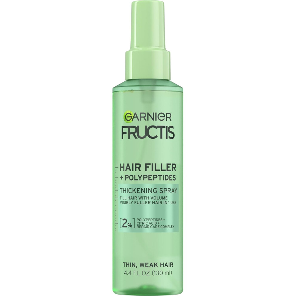 Garnier Fructis Hair Filler Fullness Repair Thickening Spray Volumizing Spray with Polypeptides and Hair Repair Complex for Thin Weak Hair 44 Fl Oz