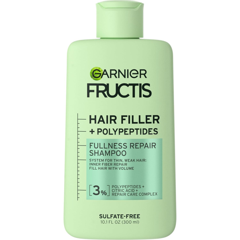 Garnier Fructis Hair Filler Fullness Repair Shampoo Volumizing Shampoo with Polypeptides and Hair Repair Complex for Thin Weak Split Ends 101 Fl Oz