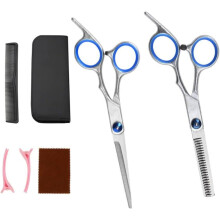 JISTL Hair Cutting Scissors Hair Thinning Texturizing Shears Hairdressing Shears With Detachable Finger Ring for Barber/Men/Women/Salon&Home (Blu