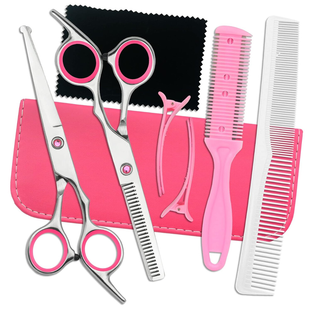Ligicky Baby Hair Cutting Scissors Set Professional Safety Round Tip Stainless Steel Hair Thinning Shears Bang Hair Scissor For Kidssalonhome