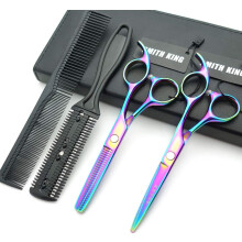 5.5 Inches Hair Scissors with Thinning Comb Hair Cutting Shears Thinning Shears set for Professional and Personal (Rainbow)