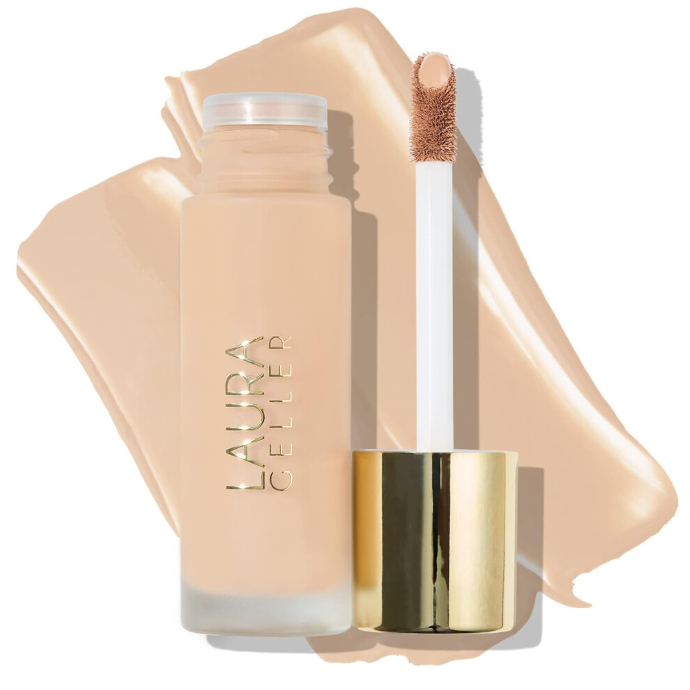 Laura Geller New York Double Take Liquid Foundation | Mittlere Bis Volle Deckkraft, Nat Rliches, Mattes Finish, Hell-image
