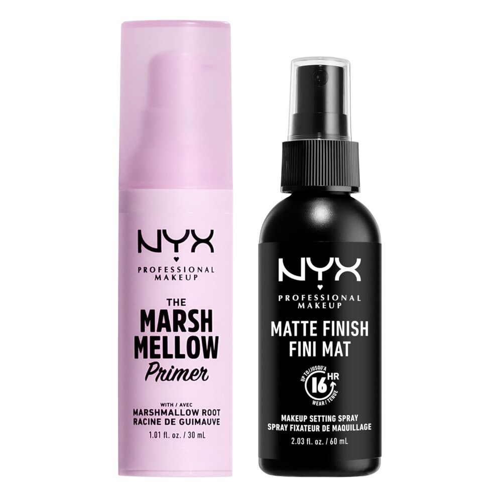NYX PROFESSIONAL MAKEUP Marshmellow Smoothing Primer  Makeup Setting Spray Matte Finish 2Pack Bundle