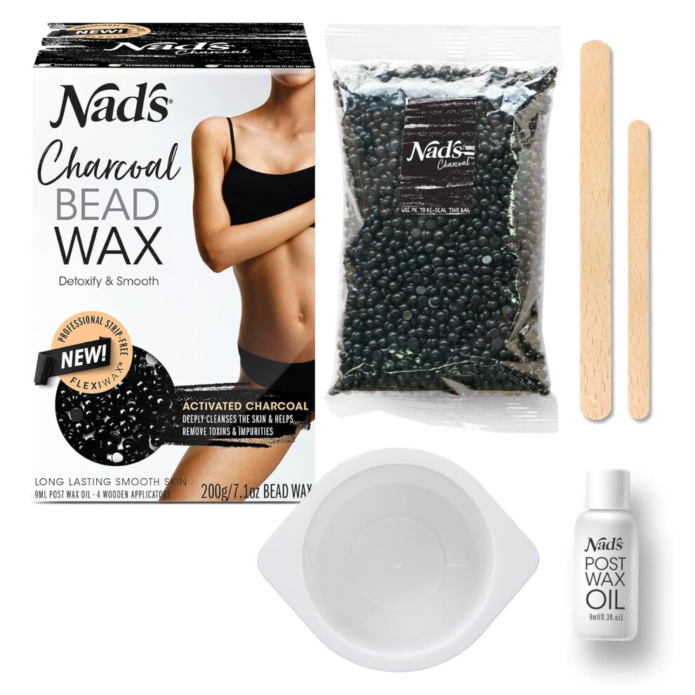 Nads Hard Wax Beans Activated Charcoal Waxing Kit Wax Beads Hair Removal for Women 1 Count