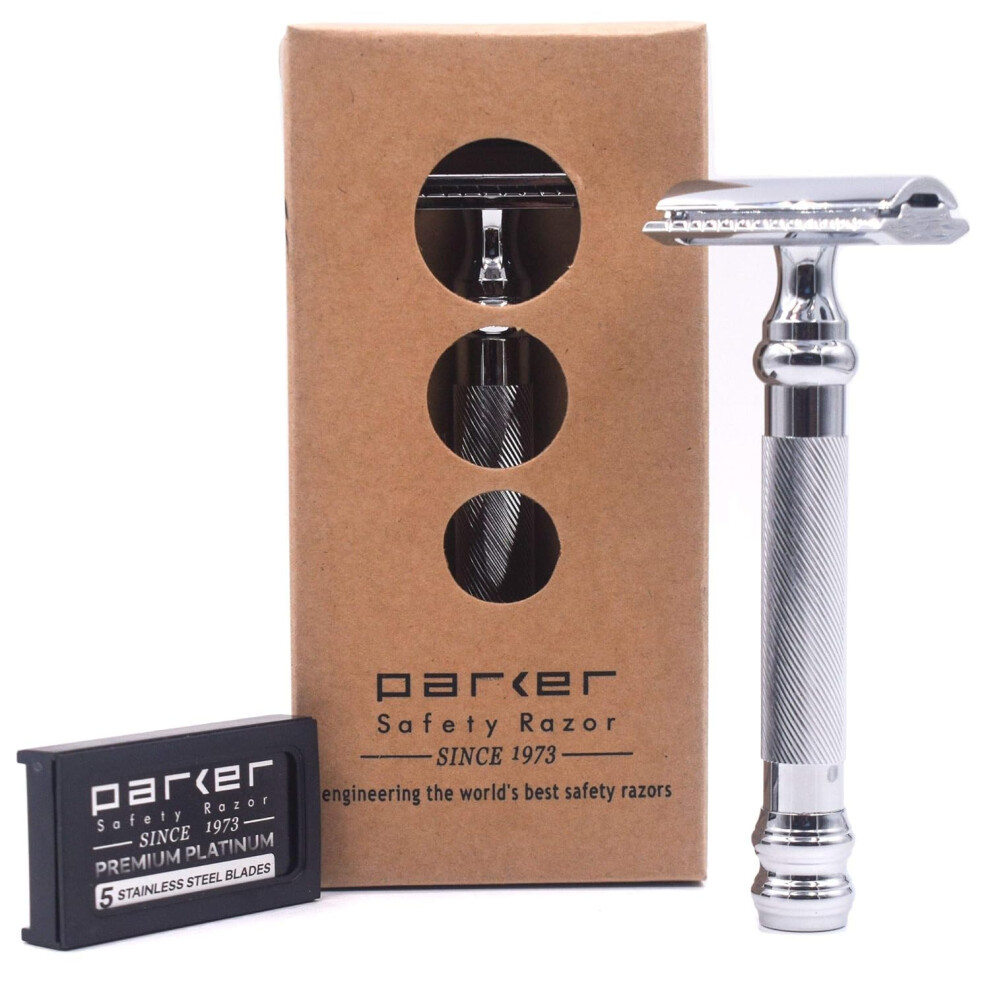 Parker 98R Ultra Heavy Weight Long Handle Double Edge Safety Razor  5 Blade Refills-image-OPC-PGJ6Z87-NEW