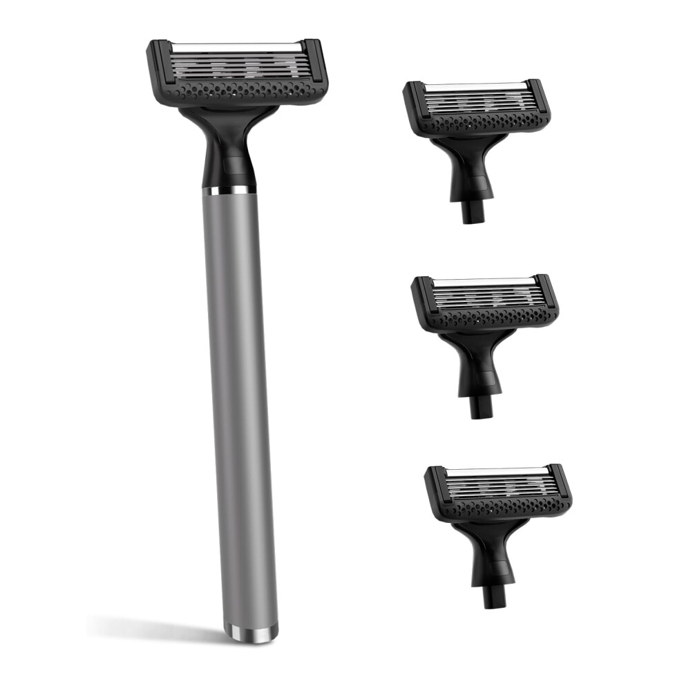Mensure Razors for Men  Shaving Kit for Men Magnetic Assembly Design Precision 6layer Blade Lubricating Strips 4 Refills Silver-image-OPC-PGJ6Z9Q-NEW
