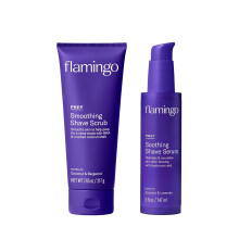 Flamingo-Rasurvorbereitungs- und Nachpflegeset fr Frauen  Glttendes Rasur-Vorbereitungspeeling und beruhigendes Post-Shave-Serum  Glow Shave-Koll